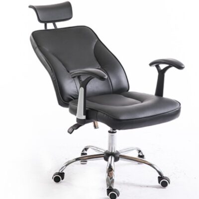 THM – Manager Leather Chair With Head Rest & Recline – Black