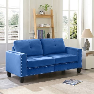 THM – Kensington nail head 3pc Sofa set – Blue